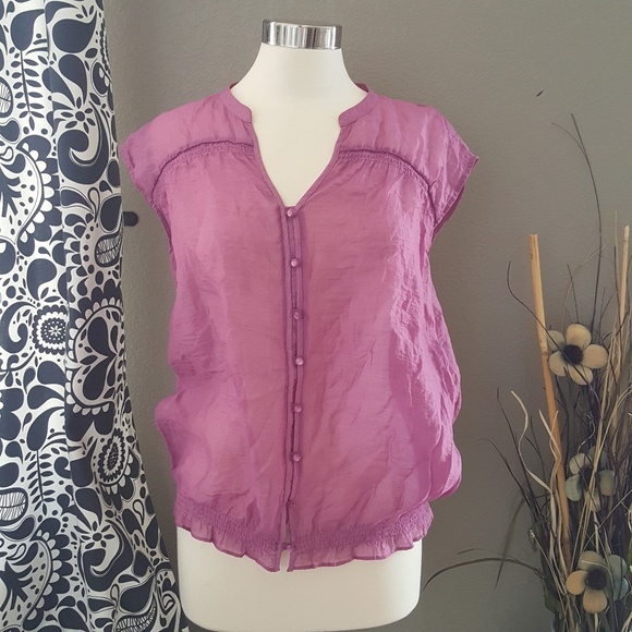 Tops - ANN TAYLOR LOFT Sheer Sleeveless Button Up Top